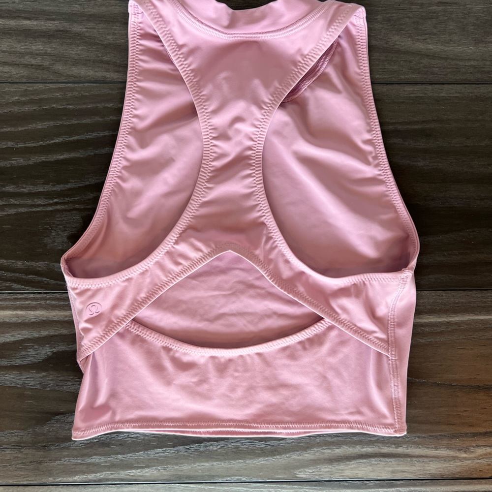 Lululemon athletics longline high neck cut out swim top.
